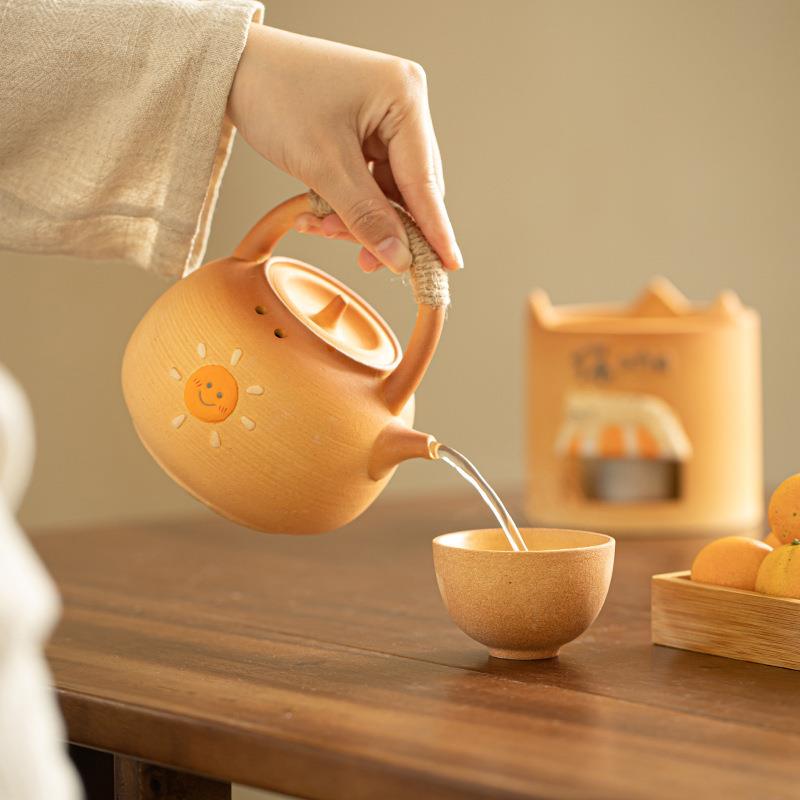 猫酒737咖粗陶茶壶精蜡热烛炉加烤茶罐侧把壶烤奶罐围炉煮套装茶