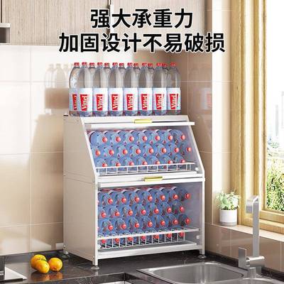 厨房物架架台面碗碟抽拉式多功能碗筷盘子收纳架置WTG水架沥带门