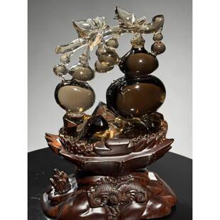 天茶晶原石精雕葫水芦摆件全然家福葫芦白晶葫芦水GZY原石摆件