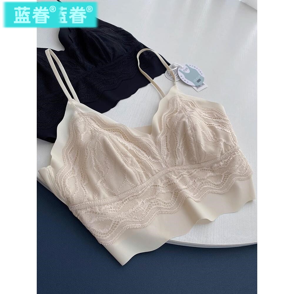 性感兔耳杯内衣女夏天薄轻蕾丝美胸无钢圈文背冰丝无痕裹胸打底潮