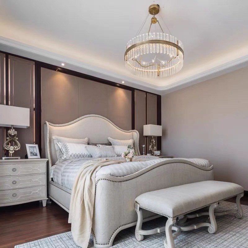 美式ART夏图双人床卧室家具组合 搭配实木床头柜床尾凳梳妆台斗柜