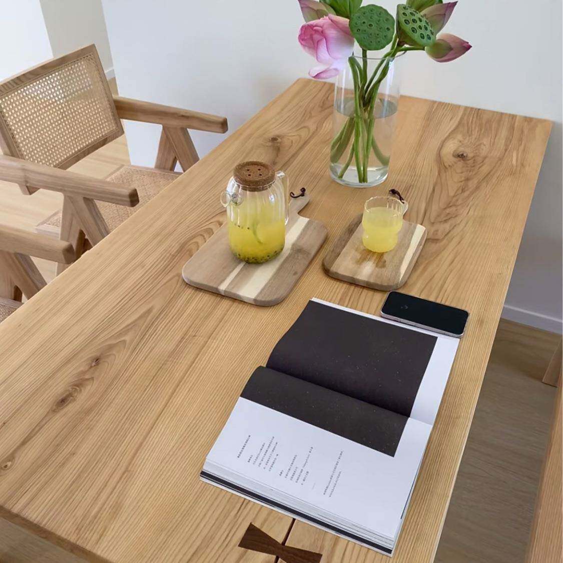 白蜡木实木大板茶桌台老板吧办公家用餐桌酒木店桌名宿XIV原茶台