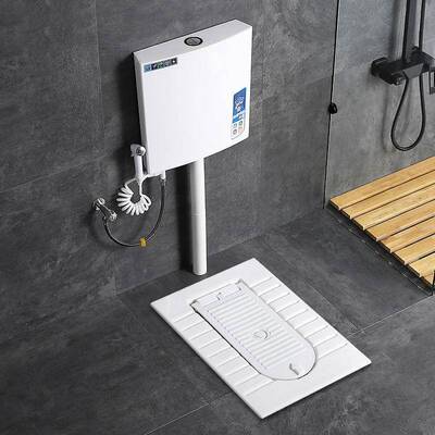 家用卫生间蹲坑式蹲厕盖板可拆便卸冲水池箱整套装大厕器便所5376