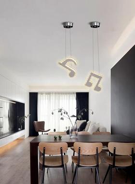 约现9642代水晶创意性音个符简吊灯时尚三头单头餐厅灯酒吧台吊灯