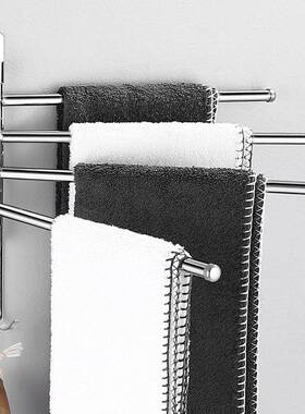 JN旋转巾架免打孔304不锈钢毛活动毛巾杆5浴室洗澡挂件WYH双杆三