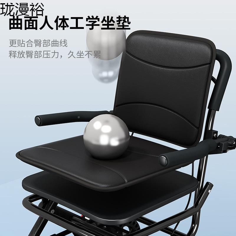 QARTZmTi老人手推车可坐叠步助力购物小车老年四轮防摔可推小代折