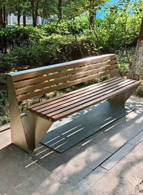 创意不休锈钢公木园时代椅户外座椅广场庭院小区防腐闲长椅长凳