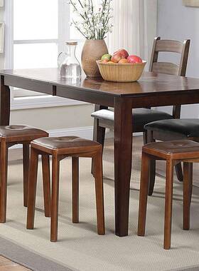 实YVB木餐凳软凳客厅凳可叠放板圆凳子方高凳化妆凳2/4/6把L装&