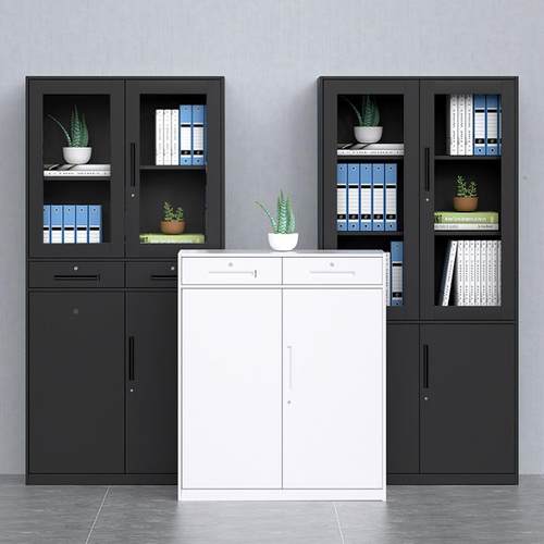 高黑办色文件柜铁皮档柜拆装公室033带锁资料档案收纳财务凭储物