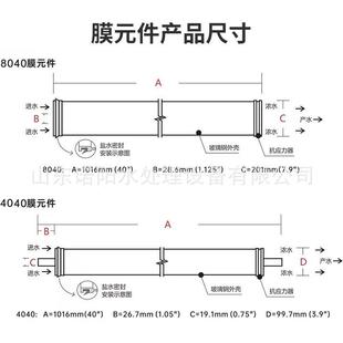 通用040反渗透滤467芯抗污染804纯净4水0设备ro反渗透膜工业水高