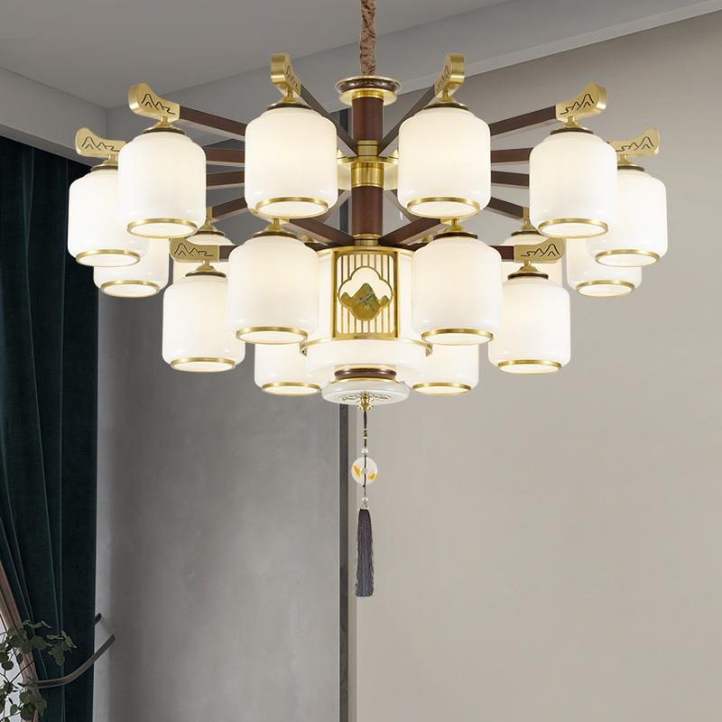 厅FNN铜1全新中吊灯黑胡桃木式客灯631大气中国风别墅餐