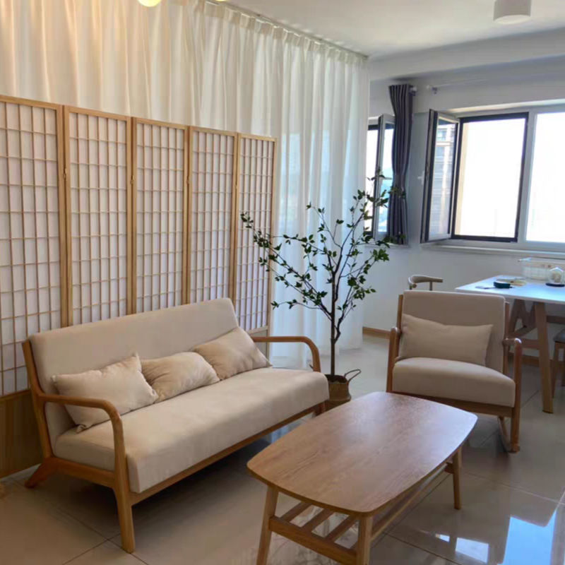 实木布艺沙发家用小户型组合现代简约客厅办公室休闲桌椅套装包邮