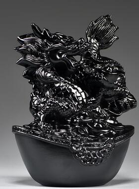 黑色实龙摆件角木雕刻十二生肖龙客厅电视柜电视79983605柜补黑装