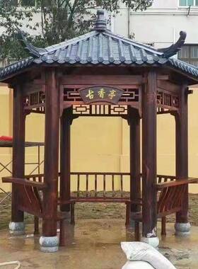 新款户外防腐木四六角角古凉亭院建长廊GHI户外庭仿古实木景