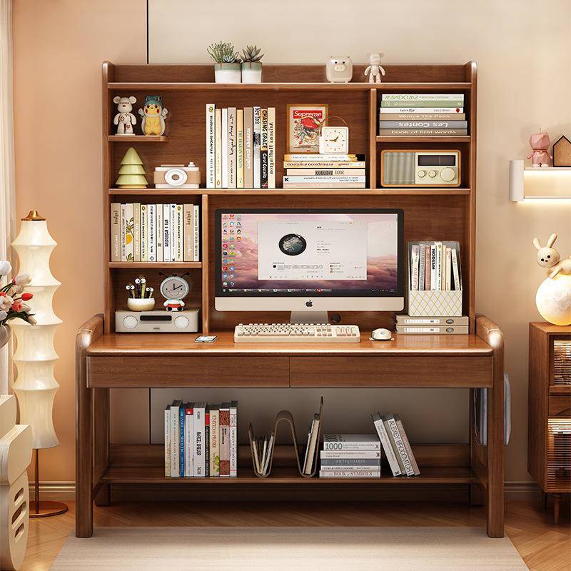 实木书书习架一体桌子学生家学LS708#桌可升桌降写字台用卧室办公
