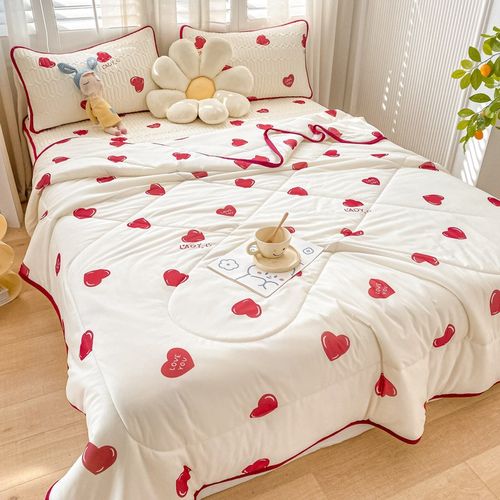 夏季冰丝乳胶凉席三件套夏被可水洗学生宿舍床单人空调被双人软席