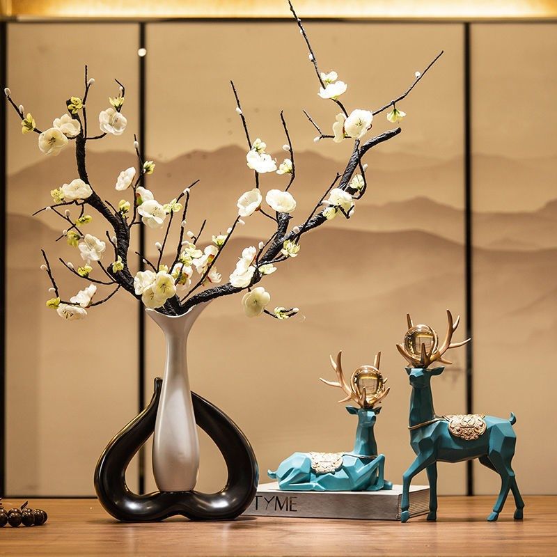 新中式陶瓷花瓶小鹿摆件假花装饰客厅电视柜酒柜餐桌轻奢工艺摆设,家居饰品,装饰摆件,淘宝优惠券,粉丝福利购,淘宝优惠卷