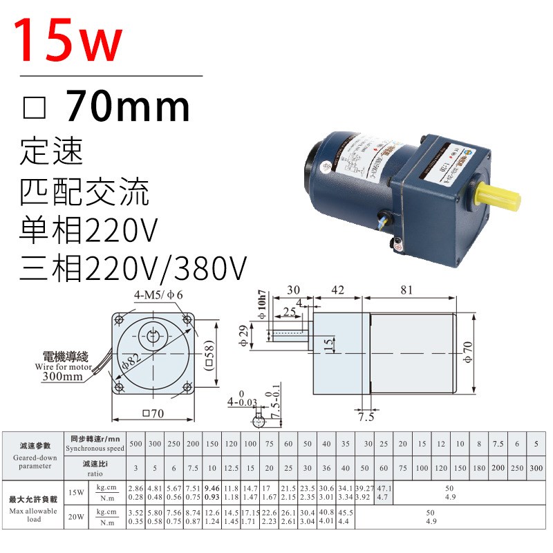 微型齿轮减速机6W-370W减速电机单相220V三相380精密调速异步马达