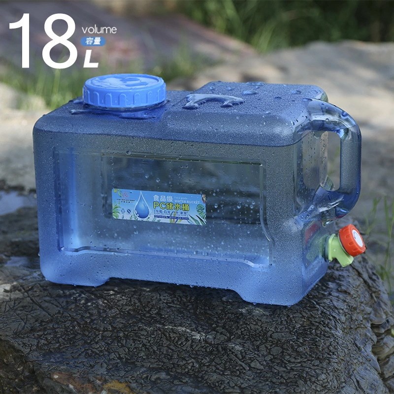 18升PC户外方形水桶家用饮水桶带龙头车载自驾游露营储水桶纯净水