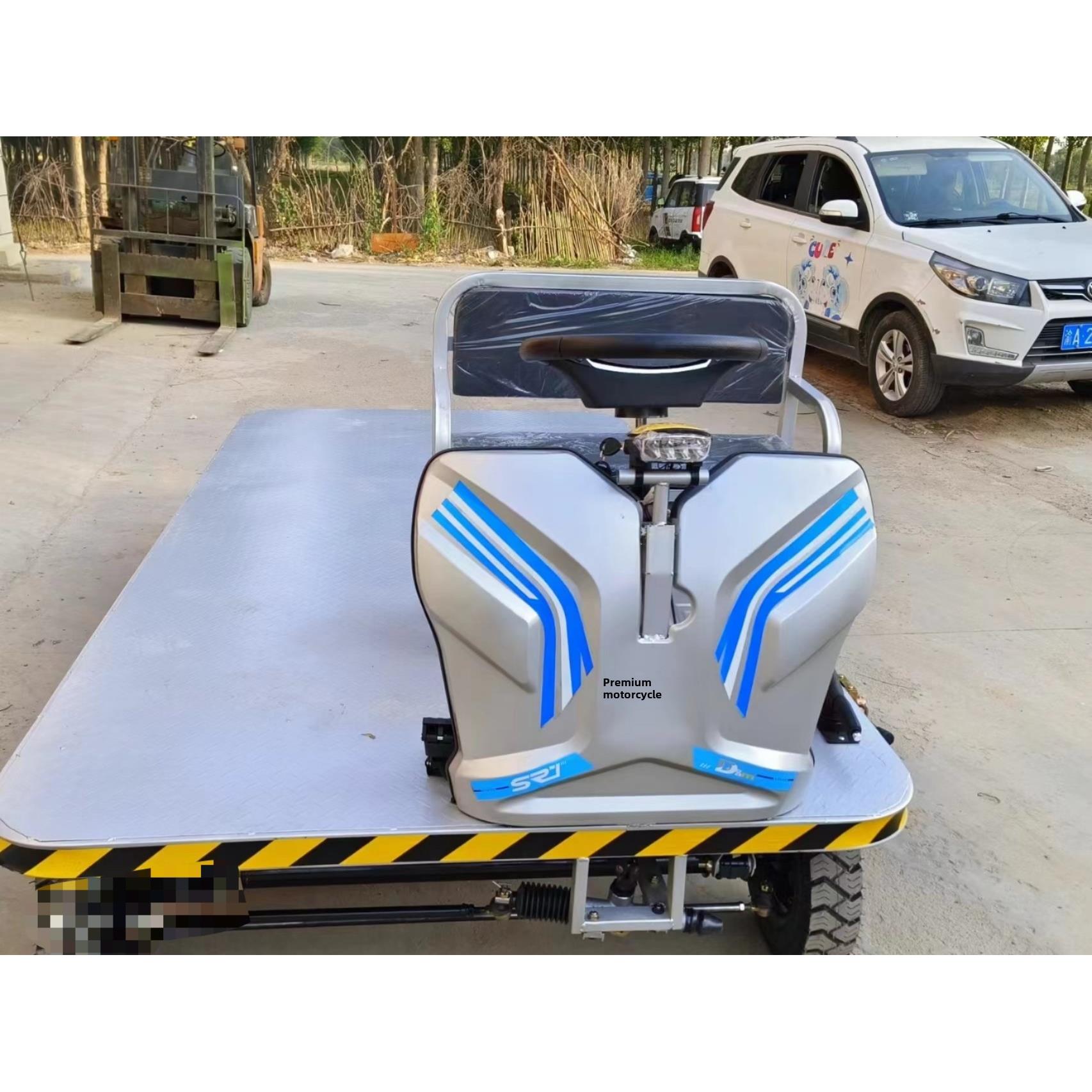 方向盘款电动四轮平板车搬运车仓库运输车小吃车改装拉货