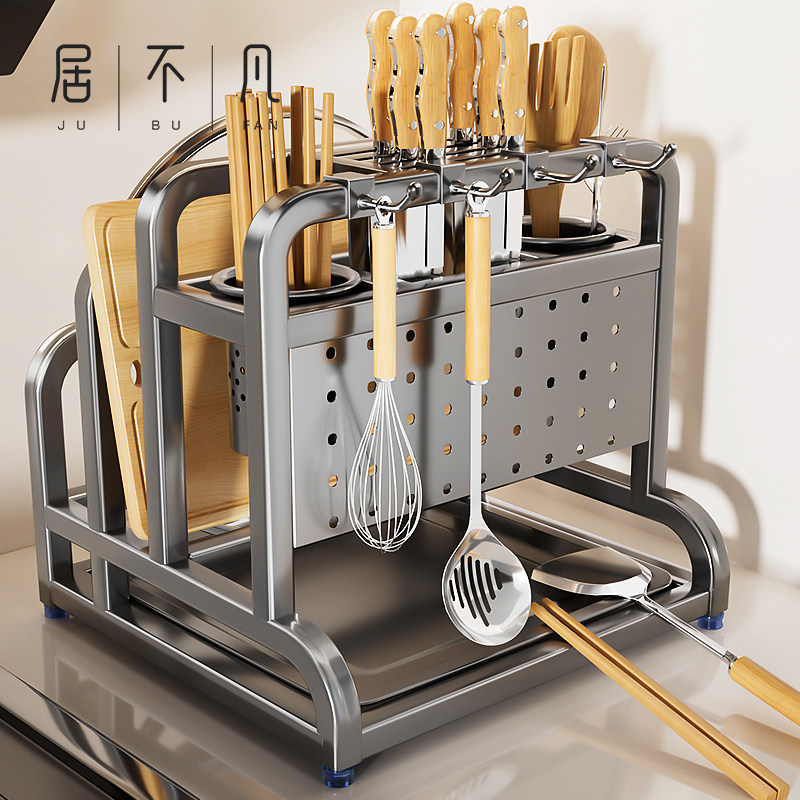 2025新款304不锈钢菜刀架置物架多功能菜板刀具筷子笼一体收纳
