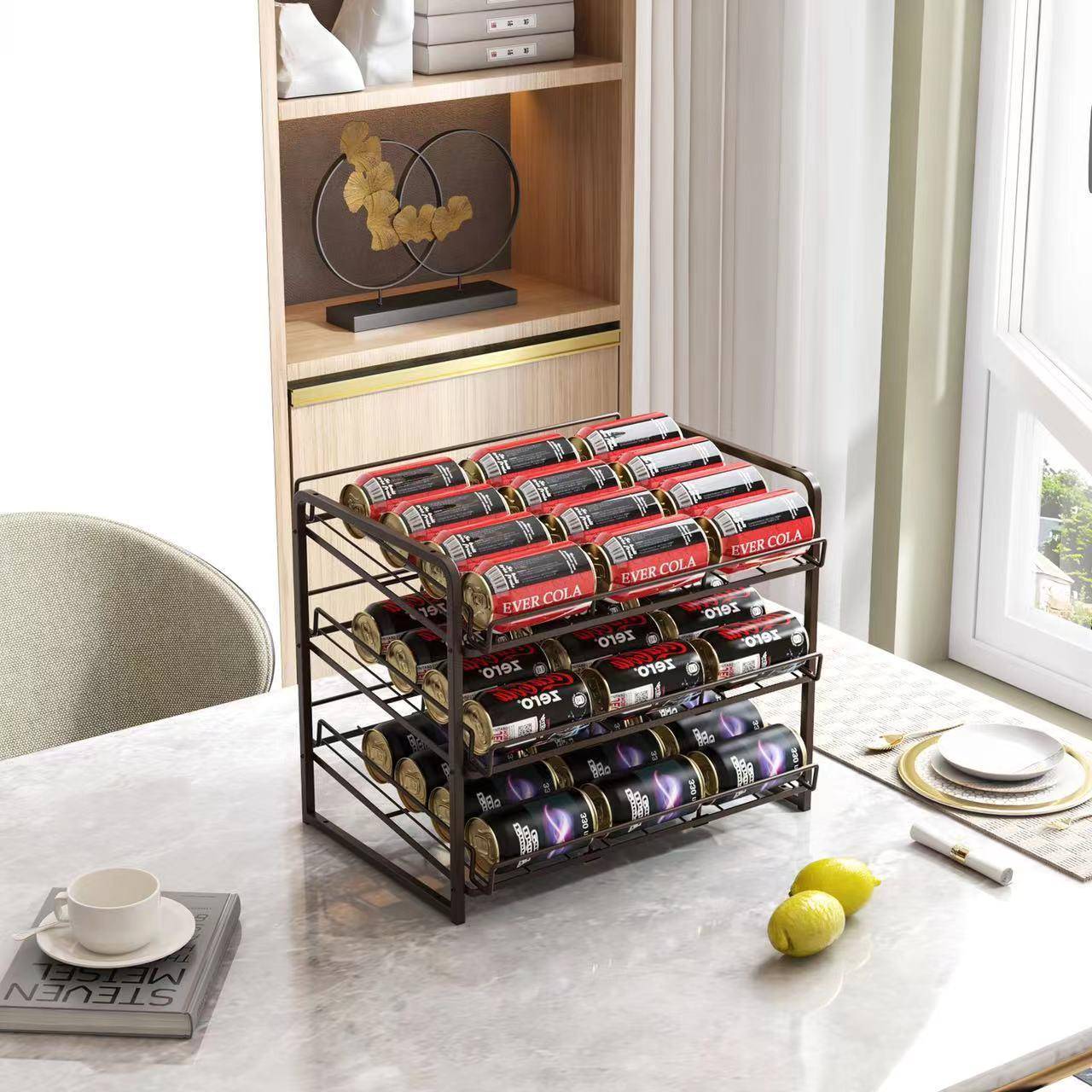 易罐收纳KLJ-002架台面可乐冰饮拉料罐头物架多层滚动抽屉置式箱