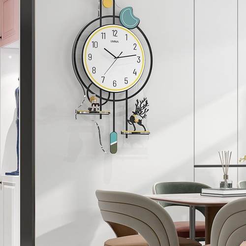 0钟表挂钟2客厅25英新款创意大气家用墙上时钟网BFA红现代简约石