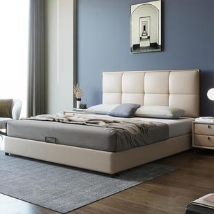 轻奢主卧软软体床婚床皮艺卧室简家床具约双72740人排骨架大床民