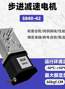 GPL5840-2步进减速电机大扭力金4微属齿轮蜗蜗轮杆型电动机永磁