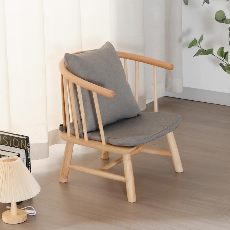 W6圈日式实木小矮椅子靠飘窗榻榻座椅护腰茶室F766HM86背米茶椅矮