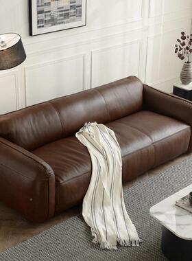 意式简极风超纤皮小沙计003202发小户型客厅家用复古简约轻奢设师