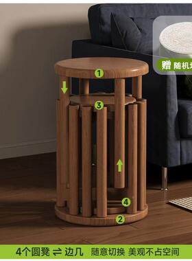 实木纳凳子可叠放中家用叠叠乐带叠滑轮堆凳72709客人备用凳新式