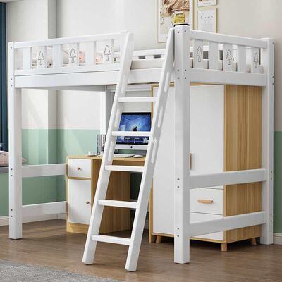 实木高架层床ZUR上床下桌单小省户型空间儿童上多功能学习一体组