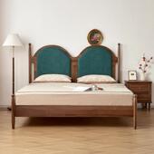 美式 9534复北美黑胡桃双木实木人1.8米轻床奢主卧软古包大床简约