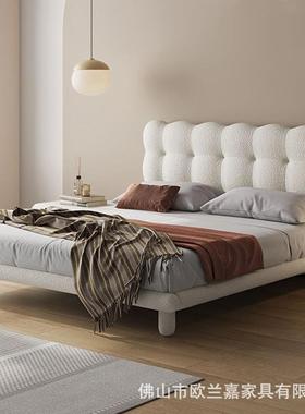 洛法式白色奶OOF油迪风泡泡卧床网红泰绒布床主意宜式极简软包布