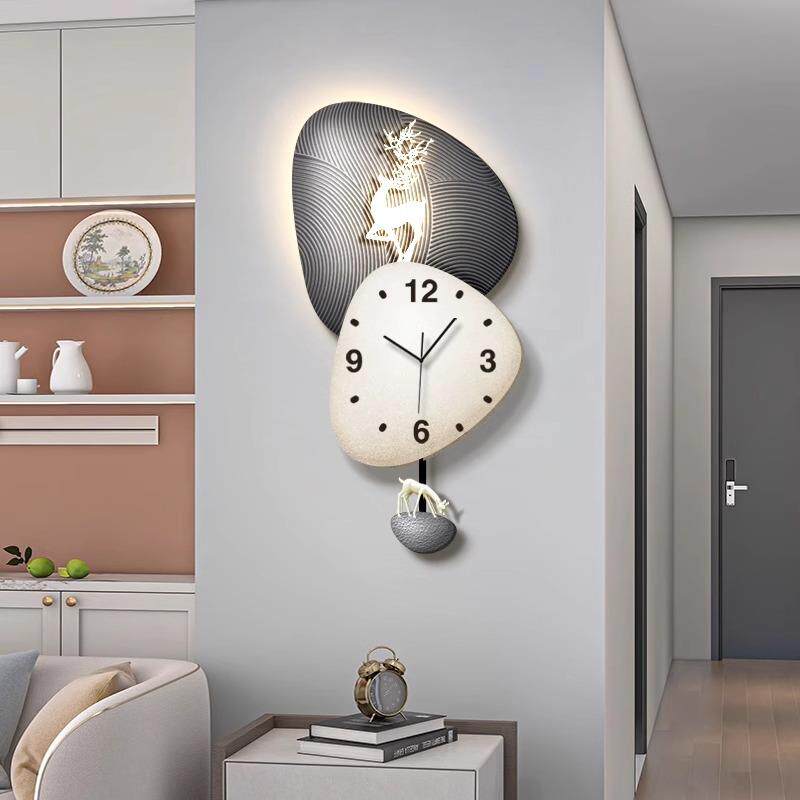 时来运转客厅钟表挂钟轻WMO奢高档摆现代时钟挂墙创餐厅意挂表壁