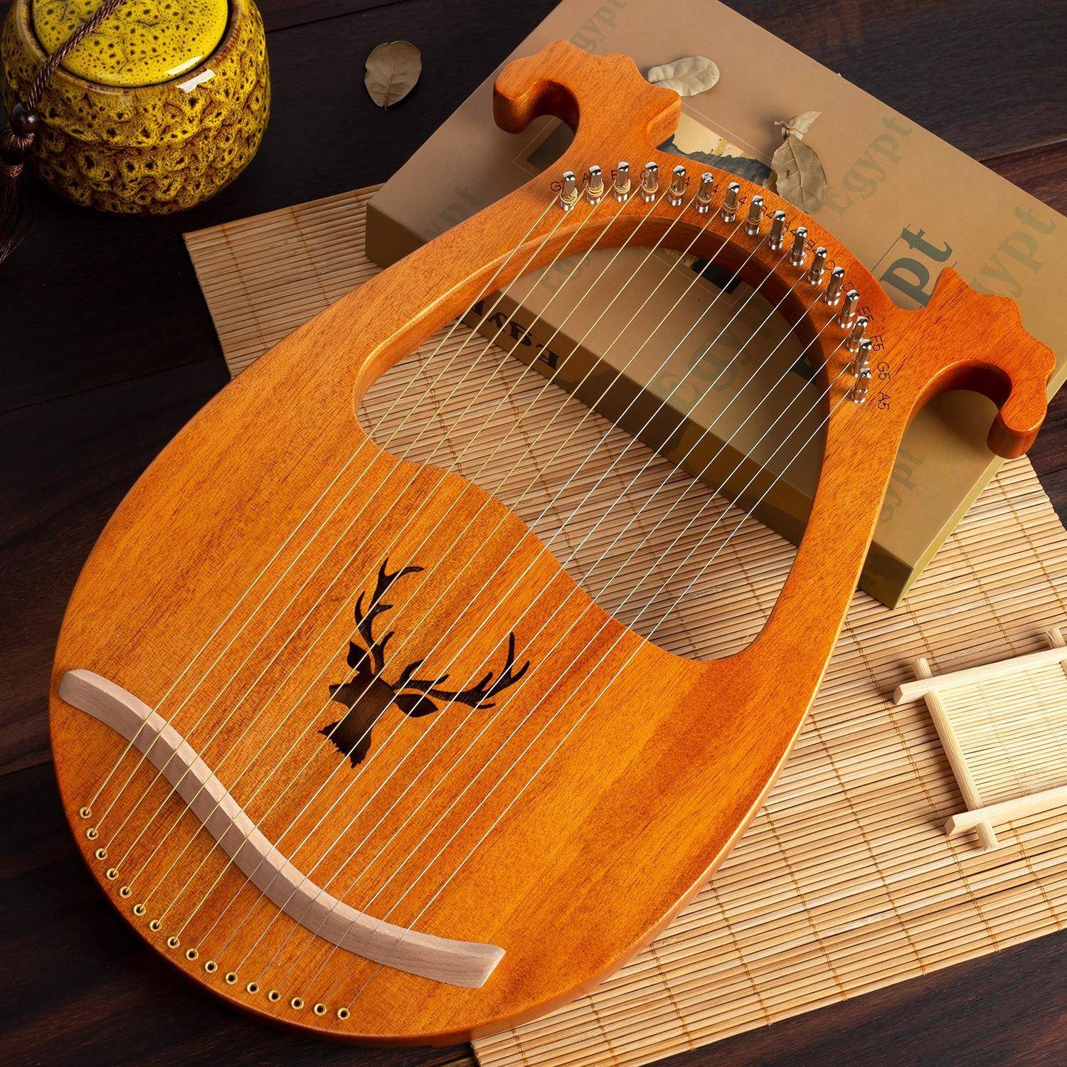 实木全单6弦19弦莱雅y琴便携式lre琴16LY-16鹿弦小里拉琴初1学乐