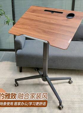 新款气动脑升降可沙折叠电桌床边发习桌简易站学F76559J6立办公升