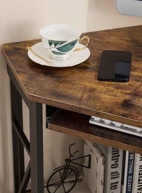 脑家盘具转22182角办公桌家用小巧习桌带键盘托和储学物架电桌