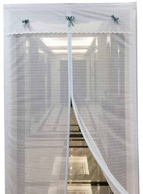 法式蕾丝纱帘蝴结全磁条防蚊门帘蝶夏季免打磁沙F87SSHT9门孔窗性