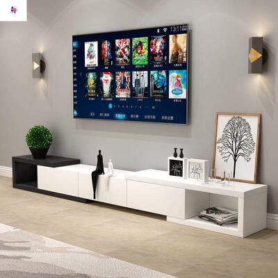 电UDQ视柜几组合现代简约小户型柜子伸茶缩简客易轻奢卧室窄电视