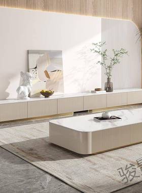 S现代轻奢AWX岩板电视柜超地柜茶几长子意式简约灰色F烤套漆家用