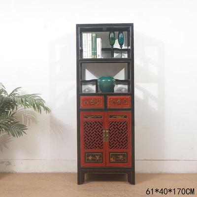 木新中式HCU实博古架复古做储物柜客厅靠墙展示柜卧室收纳旧书柜