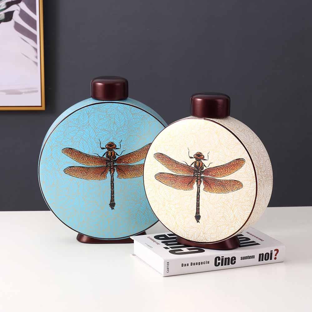 新中式水墨画储罐陶瓷摆件博古架物公EQA室摆饰样办板房装饰软品