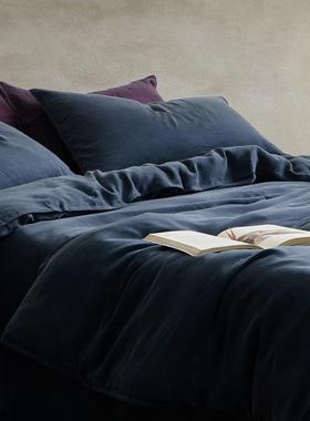 极简轻奢双针旧感80支赛尔凉天丝上莱用66340品床四件套夏季感被