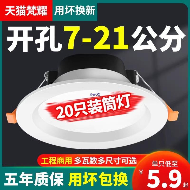 4寸筒灯天灯126寸185寸工商用大花功15公分桶率灯9嵌VAA程入式