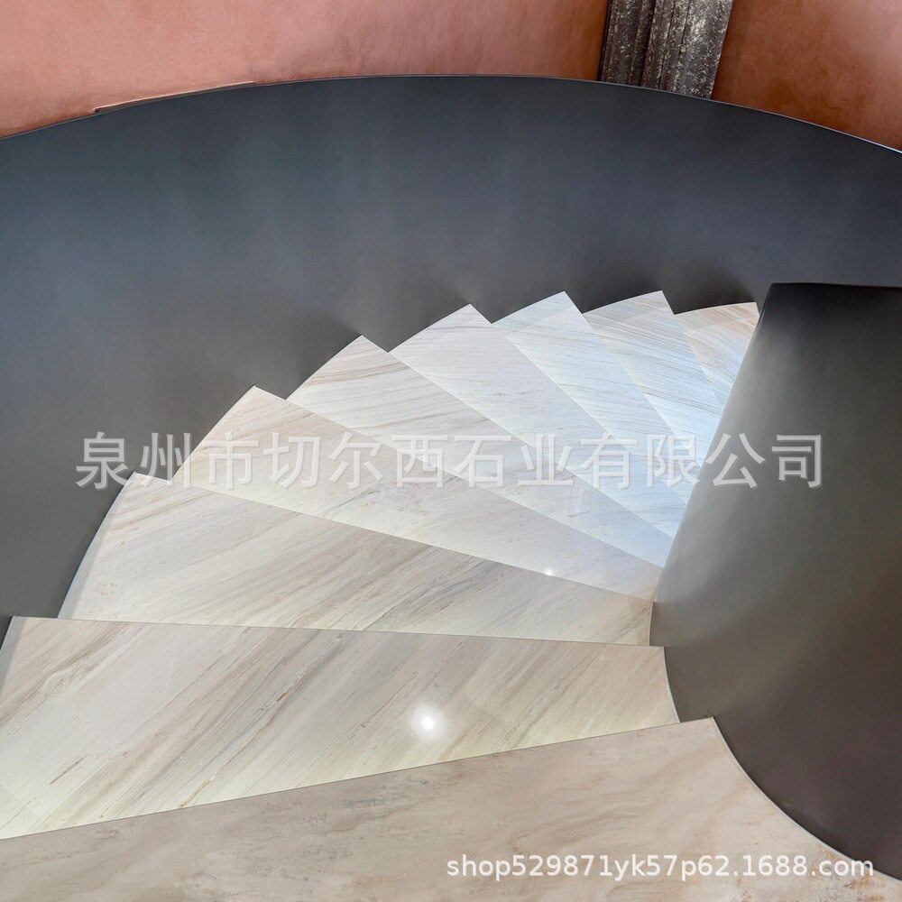 白金沙天然大理石楼梯地铺