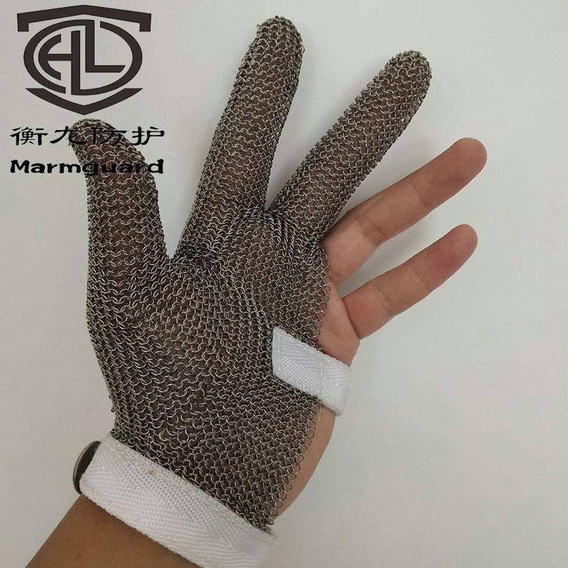 属金屠宰防切手套ORI电锯机床防护三指裁床手5级钢环套防切割手割