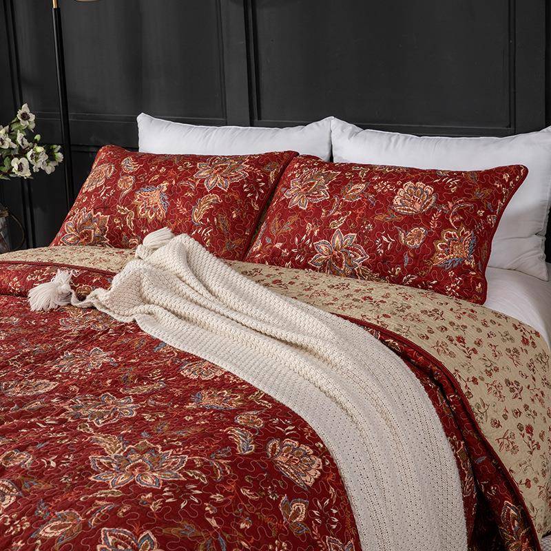 床千义用汇新款棉质床盖式上品棉质水洗绗缝被欧三件SYB套可