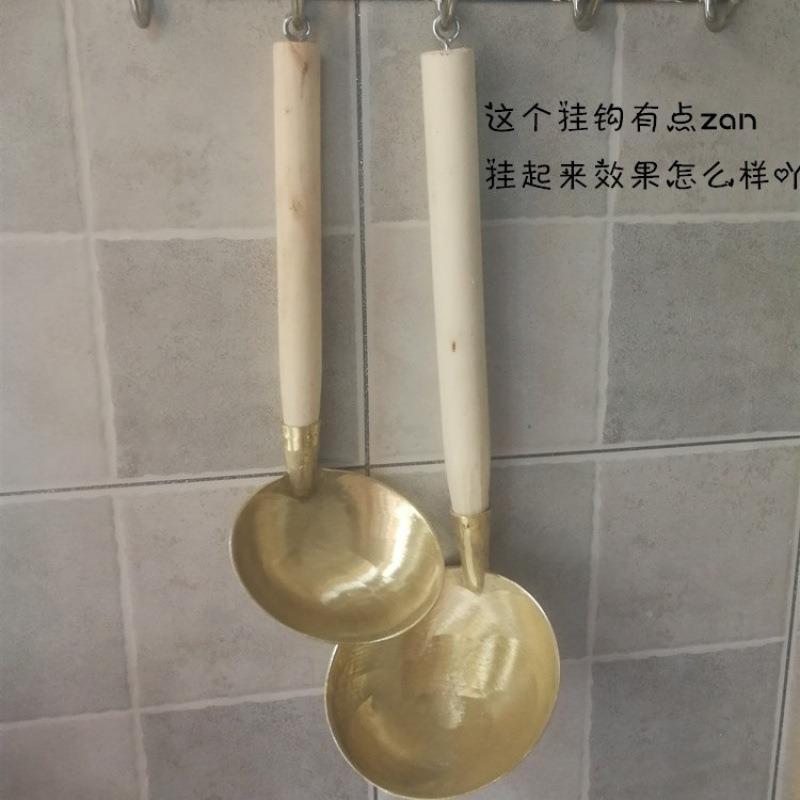 老式铜匠手子工浇铸铜勺加厚TAW蛋食大汤勺饺勺煎蛋勺治咳堂嗽铜